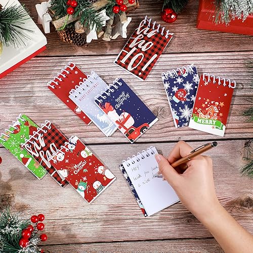 Miniatura 7 de 24 mini blocs de notas en espiral de Navidad, diseño de muñeco de nieve, regalos para niños, suministros de recuerdos de fiesta de Navidad, 8