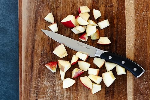 Miniatura 8 de DURA LIVING Juego de cuchillos de cocina de 2 piezas, acero inoxidable alemán forjado ultra afilado de alto carbono con mango ergonómico, utilidad