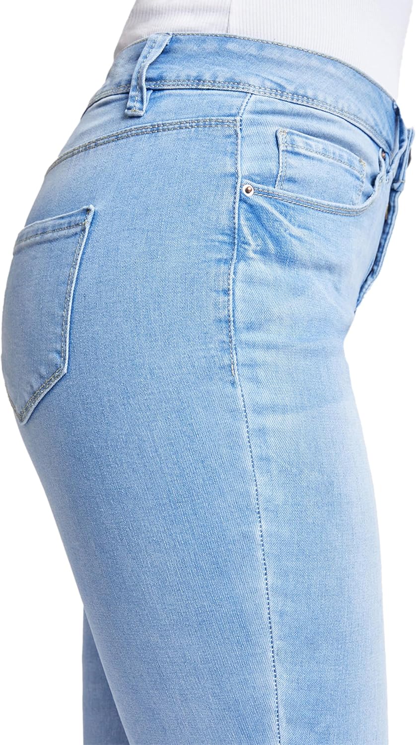 Royalty for Me Women's Tummy Control High Rise Essential Skinny Jeans, Sky Blue Rips, 10 - Image 3