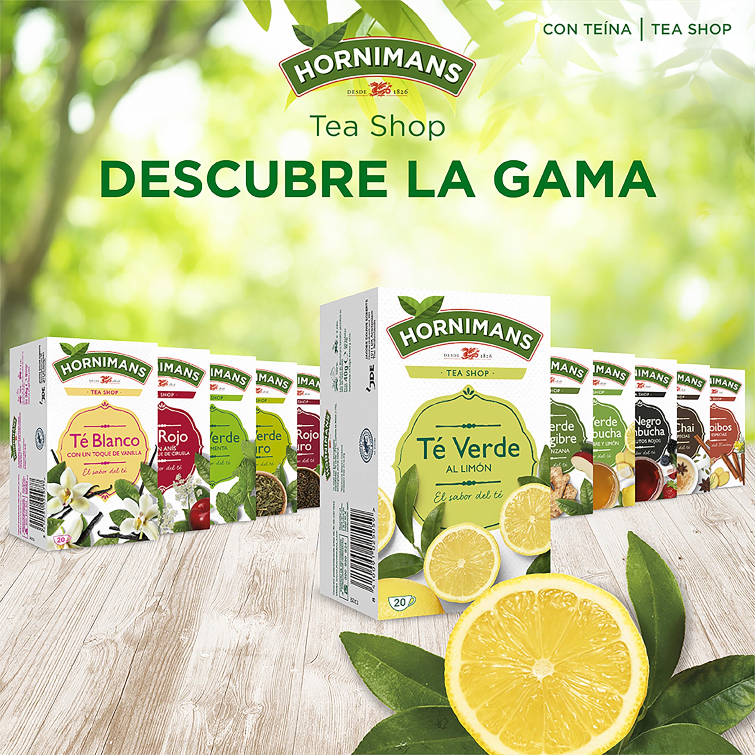Hornimans Té Verde al Limón Ingredientes 100% Naturales | 20 bolsitas | Con Teína