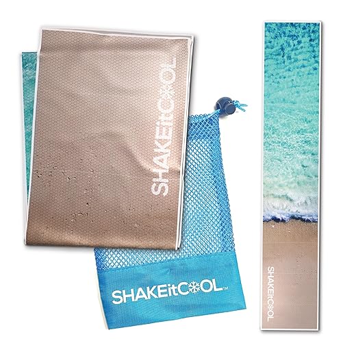 SHAKEitCOOL Cooling Towel – Be Cool in Style - Heat Relief, Soft, Lightweight, Sun Protection, Easy Clean - Perfect for Biking, Hiking, Running, Yoga, Golf, Gym, Baseball, Gardening - Beach