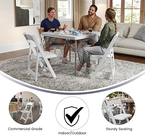 Miniatura 5 de Flash Furniture HERCULES Series - Silla plegable de madera blanca con asiento acolchado de vinilo