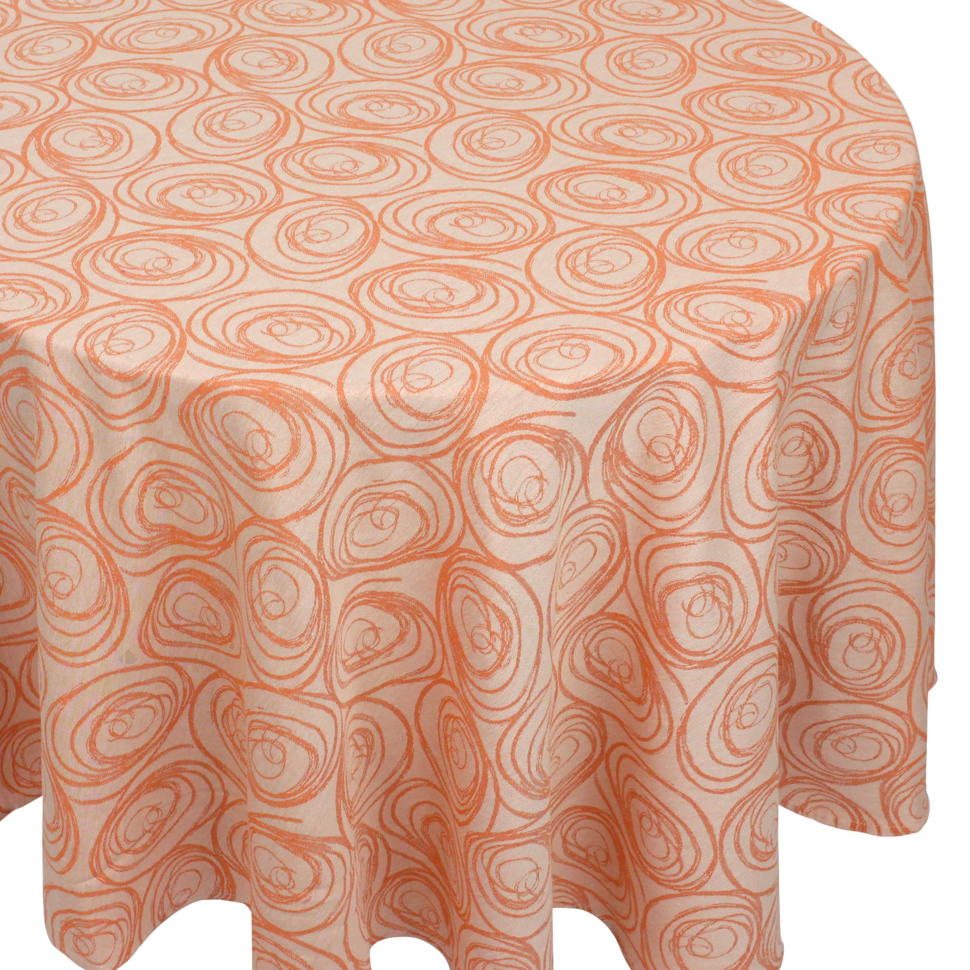 Nappe ovale 180x240 Jacquard coton SPIRALE orange pour grande table de repas