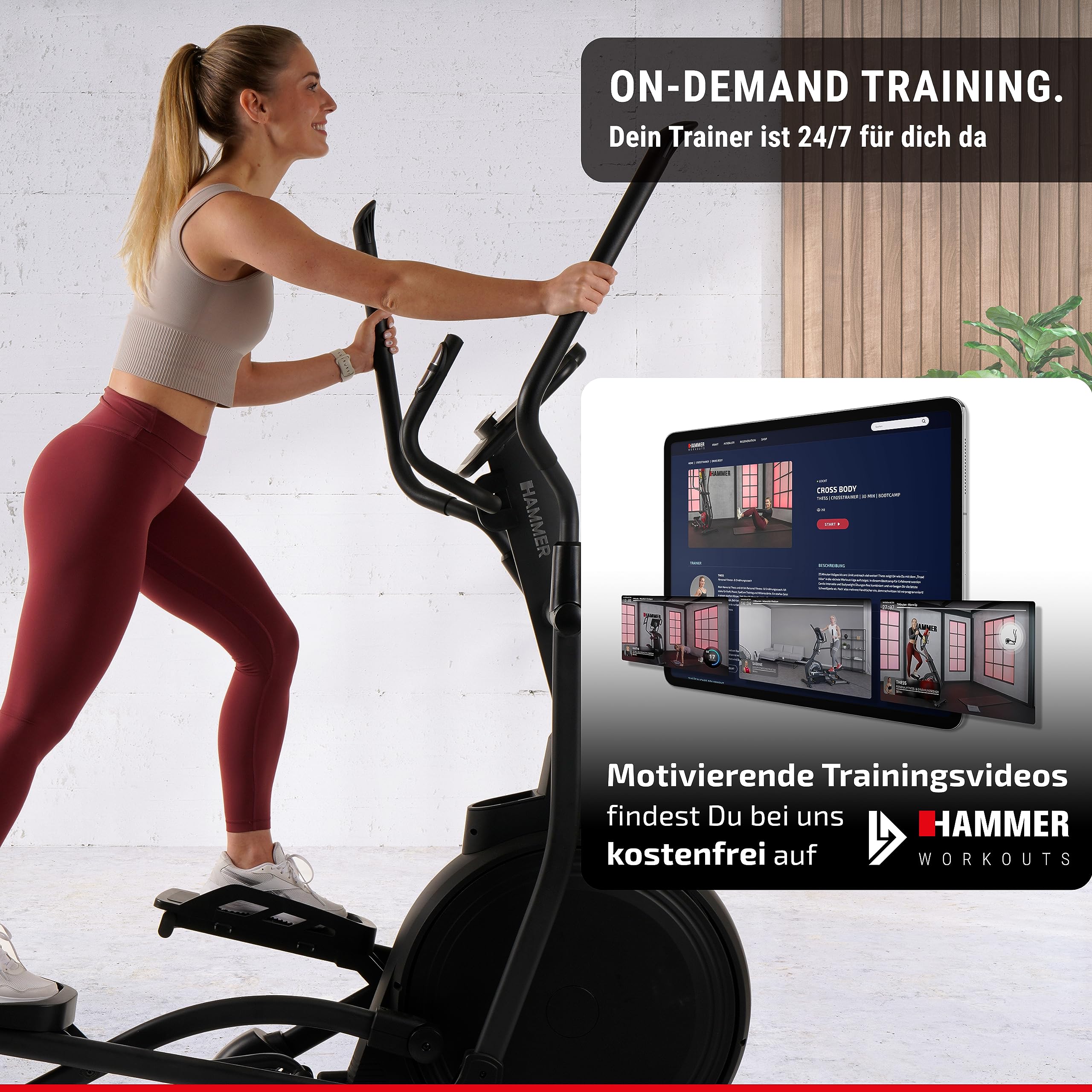 HAMMER Ellipsentrainer ELLYPSIS E3500 20 kg Schwungmasse 11 Programme Kinomap Zwift