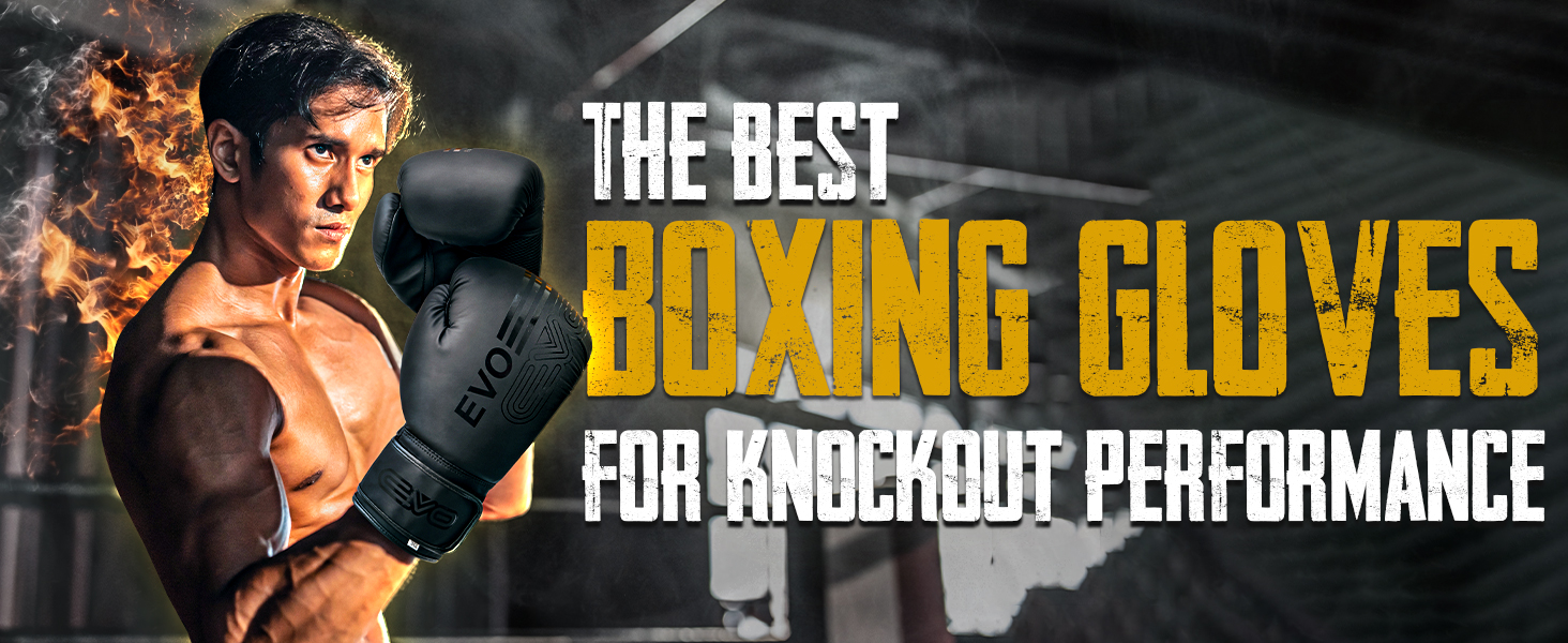 Gants De Boxe EVO Fitness – Cuir Synthétique Mat, Mousse EVA + Gel, Bandages Offerts – Pour Homme, Femme, MMA