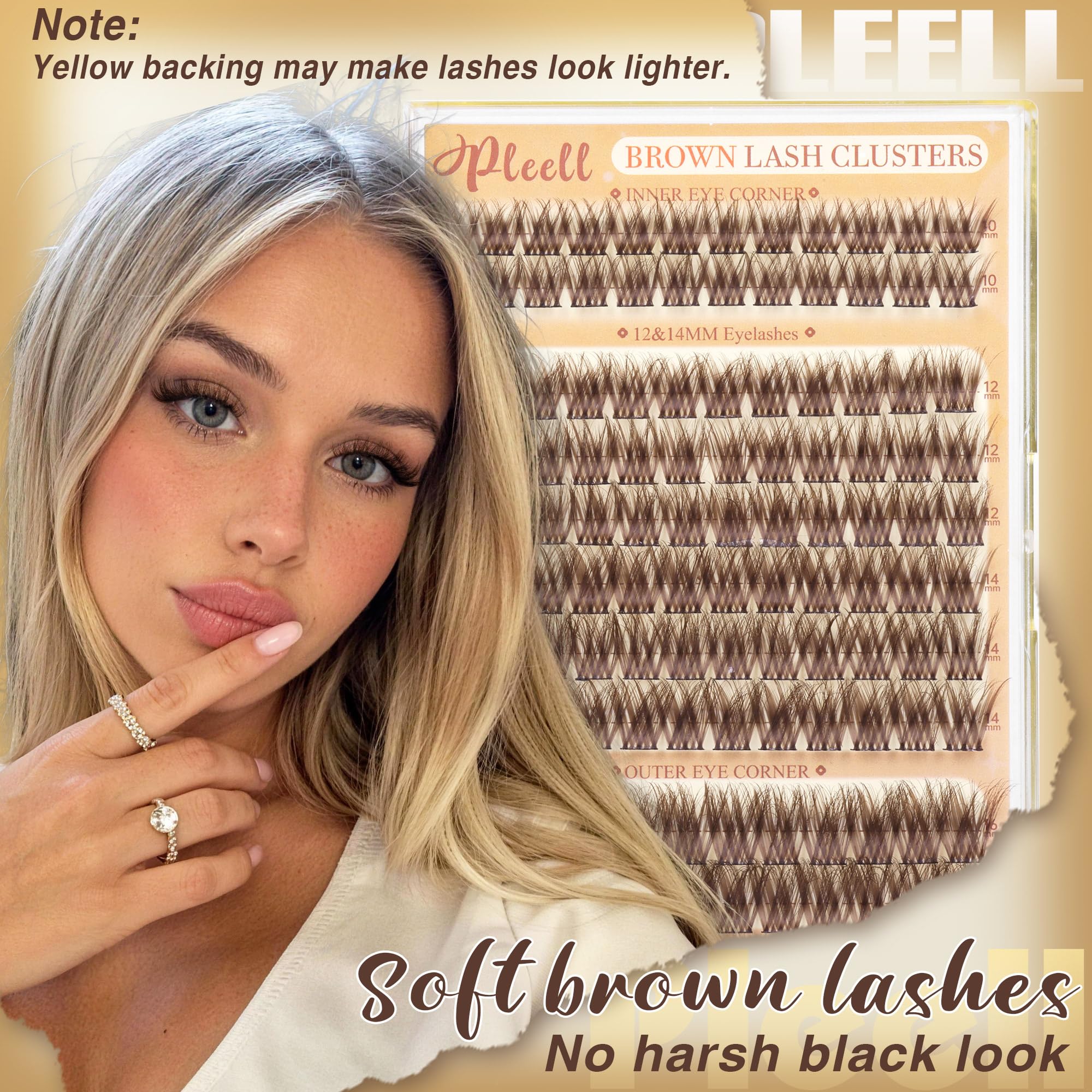 Braune Wimpern-Cluster, flauschige Wimpernbügel, 10–16 mm, 5D, DIY-Wimpern-Cluster, D-Curl, Wispy-Cluster-Wimpernverlängerungen, natürliches Volumen, einzelne Wimpernverlängerungen mit ultradünnem