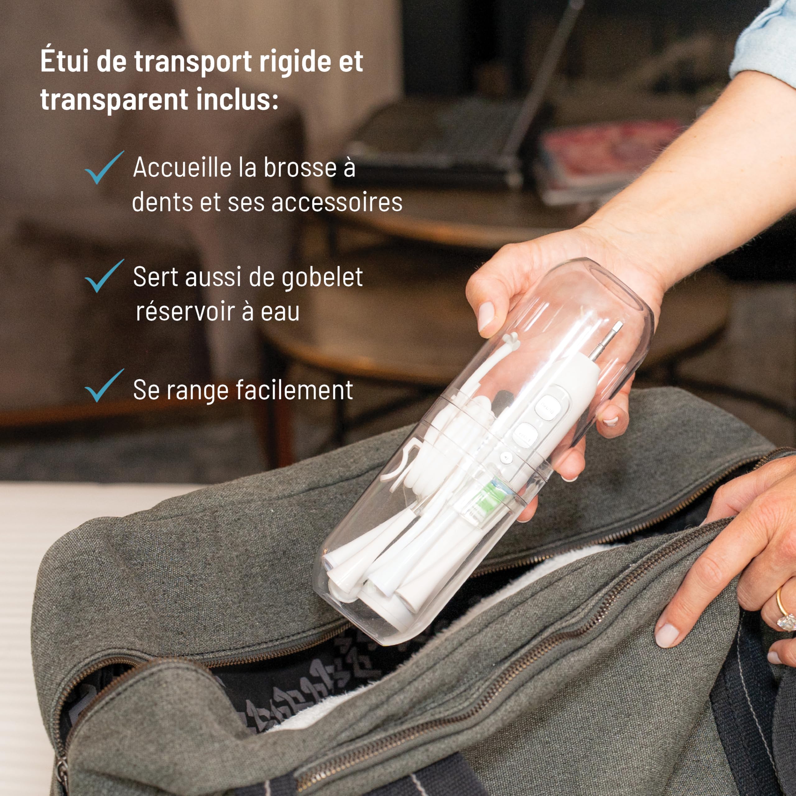 Haepi Julia – Brosse à dents électrique sonique 3 en 1 | Brossage +Jet interdentaire +Détartrage | 48 000 vibrations/min | Rechargeable USB | Pour gencives sensibles & porteurs d'appareils dentaires