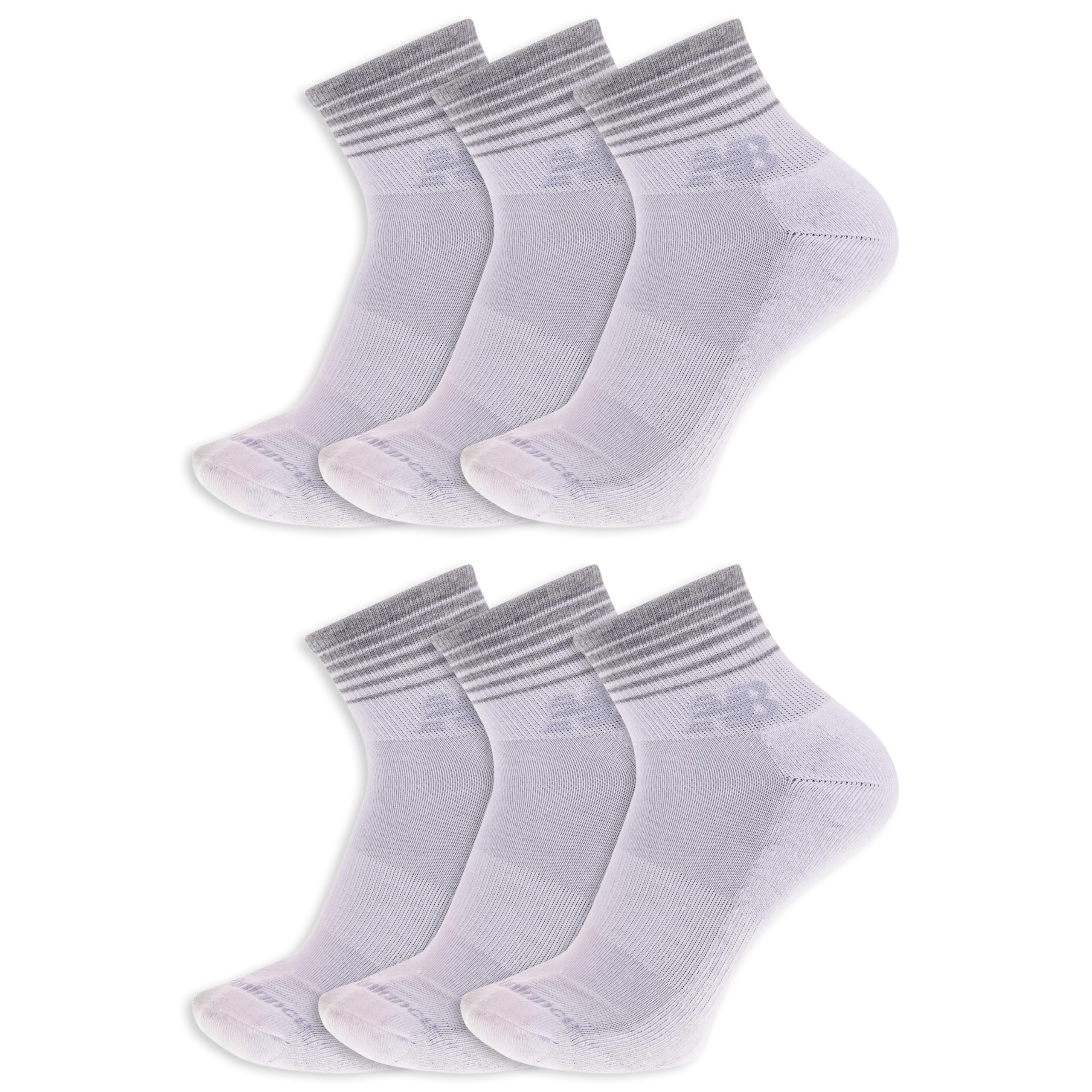 New Balance Women's Performance Cushioned Ankle Socks-6 Pairs-Moisture Wicking, White, Large