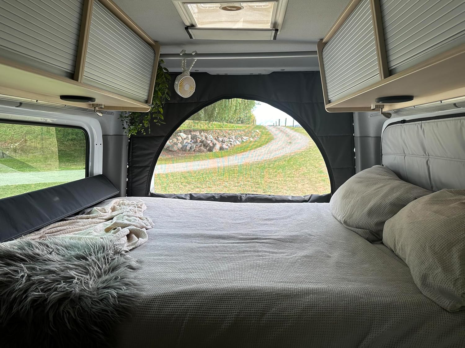 Rear Door Thermal Blanket Set for Mercedes-Benz Sprinter High Roof Van 2007–Current, Thick Cotton Bed Partition, Upper Thermal Blanket, Lower Bug Screen & Blanket, Magnetic Design