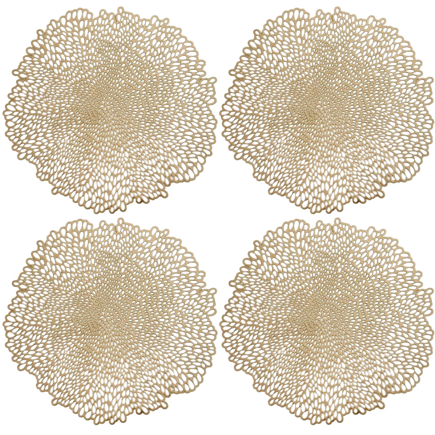 Sets de table ronds dorés pour illuminer vos repas de fête et tables de mariage romantiques