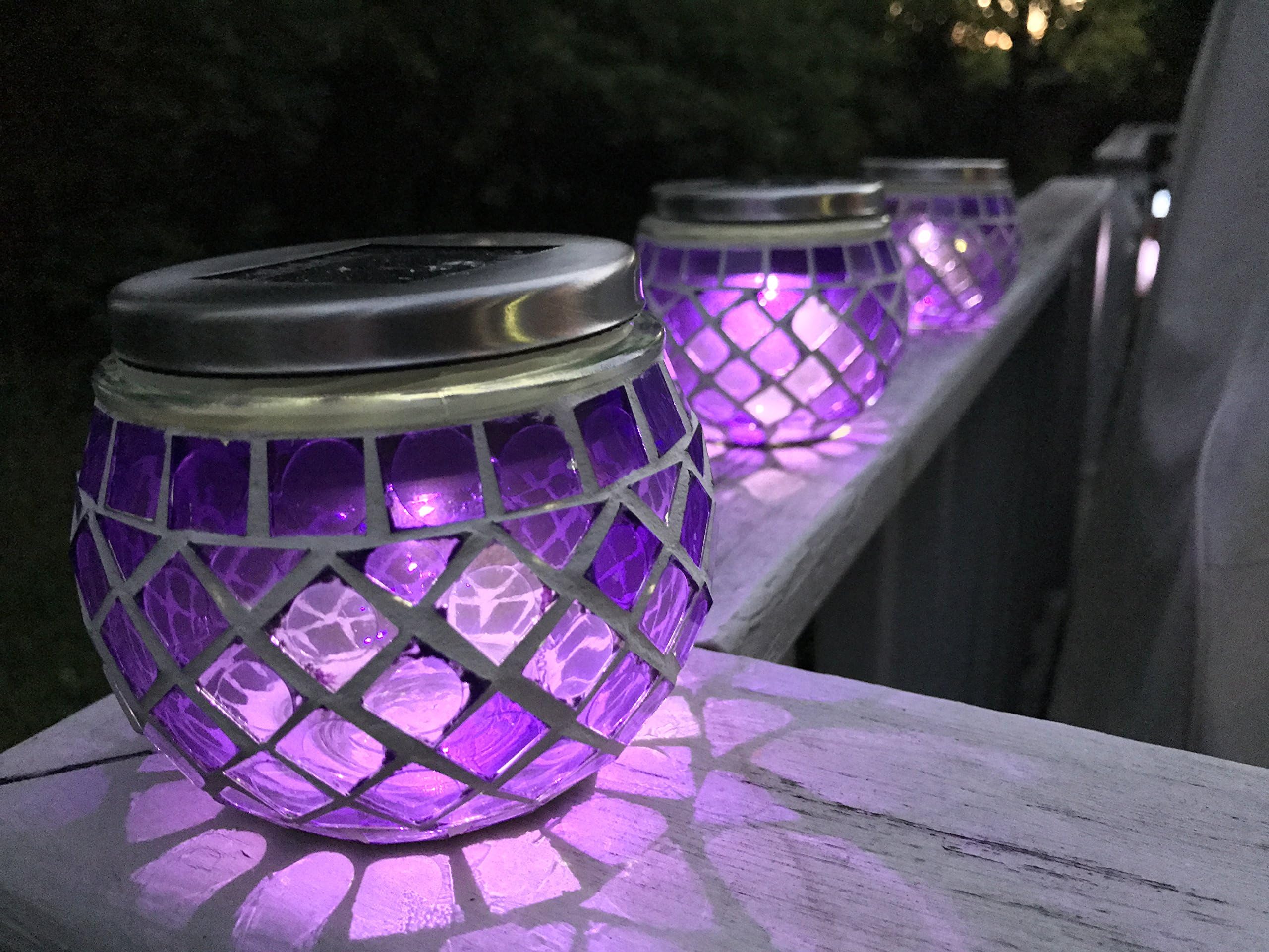 Solar Mosaic Lavender Lanterns - Set of 3