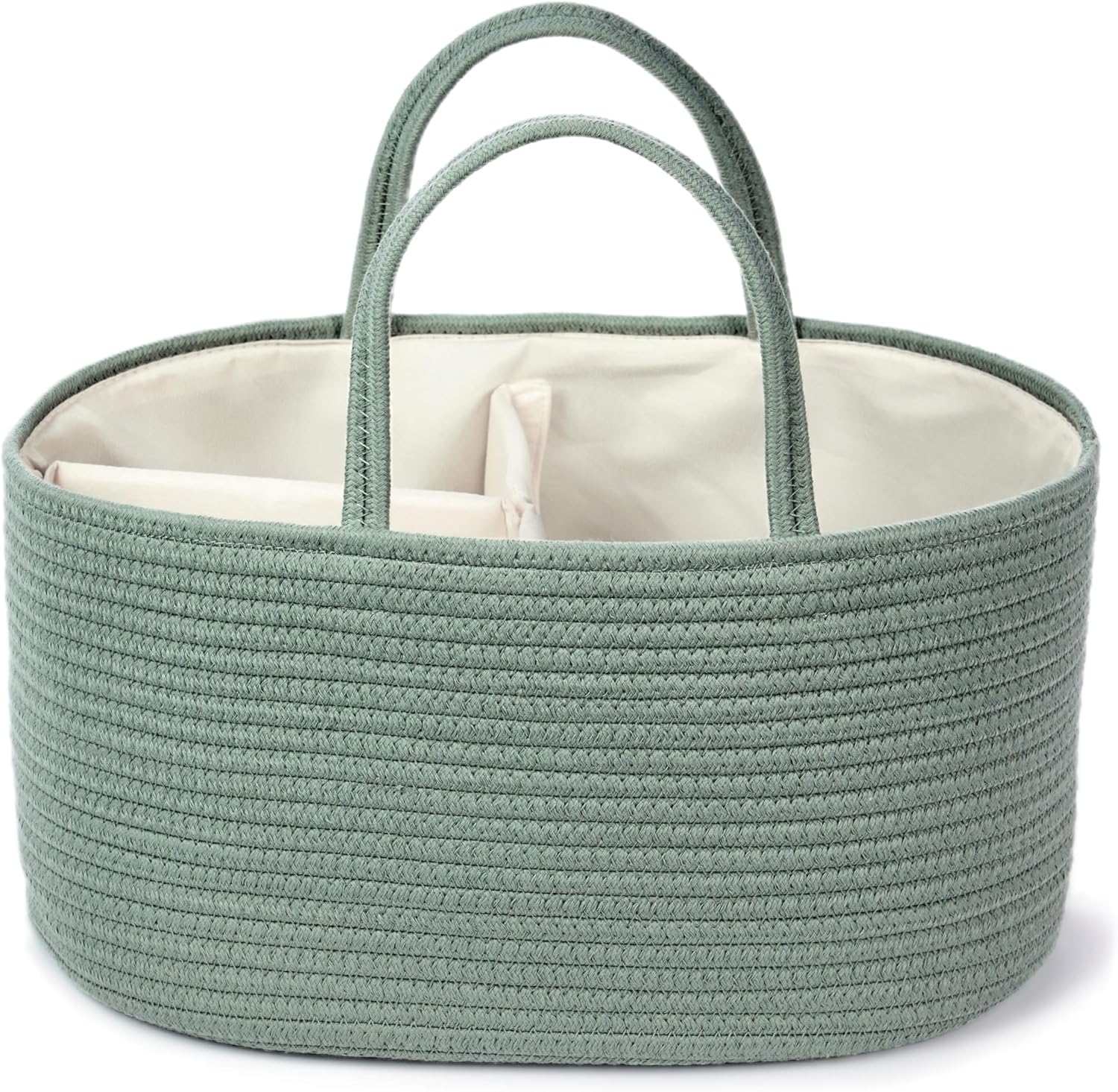 Diaper Caddy Organizer, Empty Gift Basket for Newborn Essentials, Baby Storage Basket, Stylish Gift Bag for Baby Shower, Boys and Girls - Large, Sage Green
