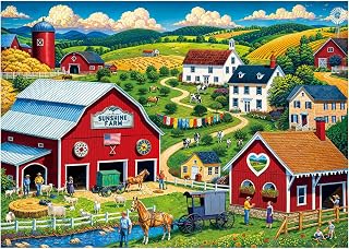Rocorose Jigsaw Puzzles for Adults 1000 Pieces, Sunshine Farm Puzzle Challenging Game Nights Autumn Harvest Puzzle for Party Home Decoration