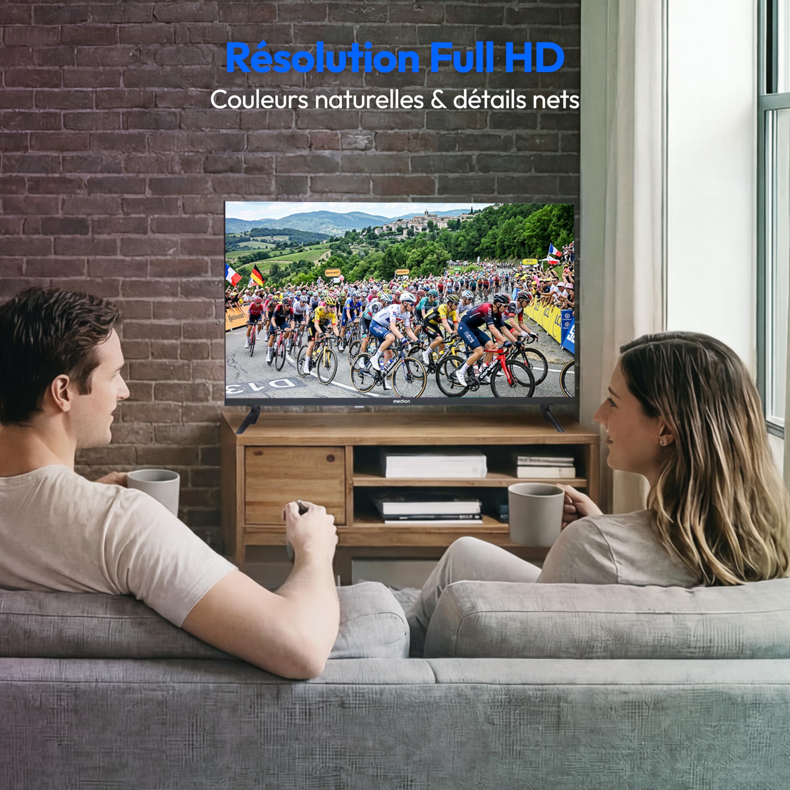 MEDION Téléviseur Full HD 80 cm (32 Pouces) (Smart TV, VIDAA Store, Prime Video, Disney+, DAZN, Paramount+, HbbTV, PVR, HDR, Triple Tuner, MD 832102)