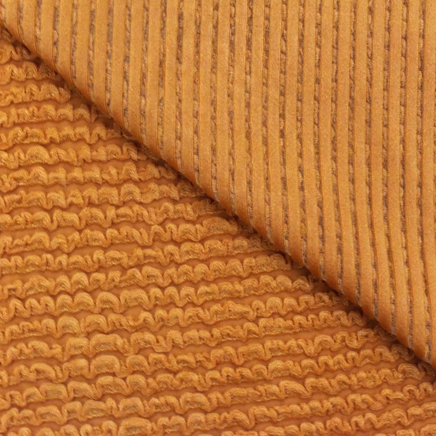 Mustard Yellow Famous Maker Stripe Texture Knit Yoga Activewear Fabric by The Yard, 10yd Length