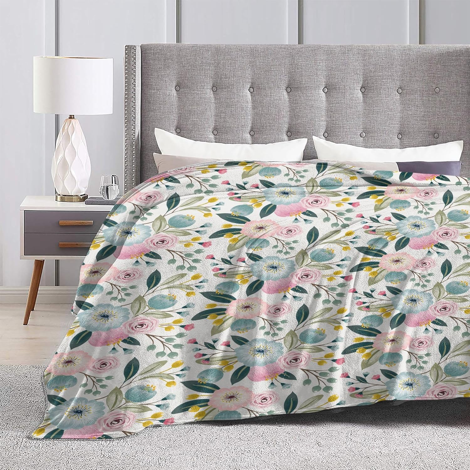 Floral Flannel Blankets 80x60 Inches,Sofa Flowers Throw Blanket Lightweight Cozy Plush,Blanket for Couch Sofa Bedroom Living Rooms, Blanket Decor Gifts for Women and Men - Image 5