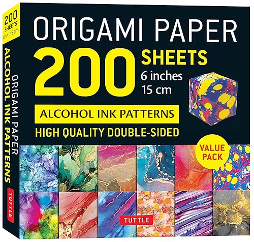 Origami Paper 200 sheets Alcohol Ink Patterns 6" (15 cm): Tuttle Origami Paper: Double-Sided Origami Sheets Printed with 12 Designs (Instructions for 5 Projects Included)
