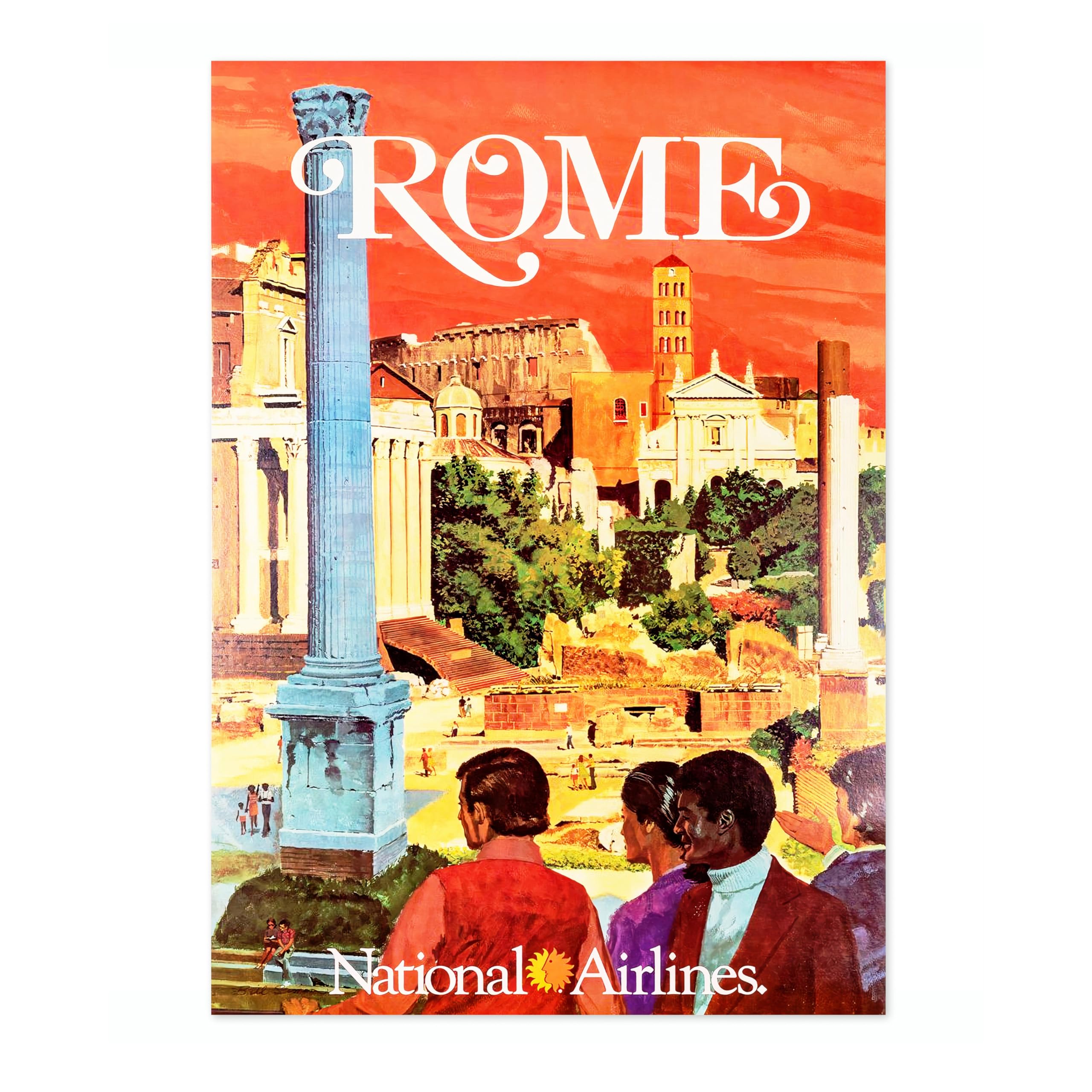 Animato Rome, Italy Vintage Travel Poster, Retro Tourism Print, Popular Attractions Around The World, Postcard Home Decor, Archival Matte, A1 (Print Only) - 84.1x59.4cm
