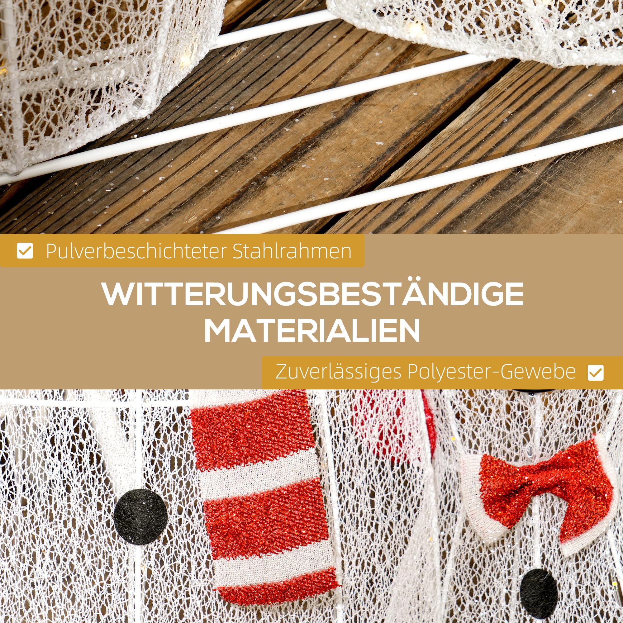 Outsunny LED Schneemann Weihnachtsdeko mit 148 warmweißen LEDs | Weihnachtsfigur, Weihnachtsbeleuchtung, Weihnachtsdekoration, für Außen & Innen