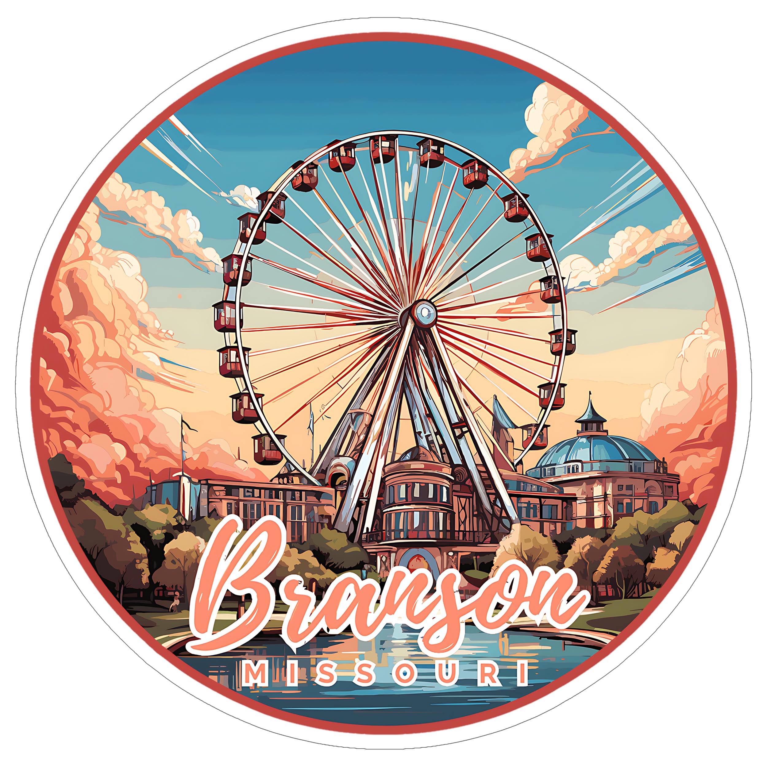 Branson Missouri Sticker 4 Inch Travel Souvenir City Destination - Waterproof Vinyl Decal for Laptop Water Bottle Car Tumbler - Durable Aesthetic