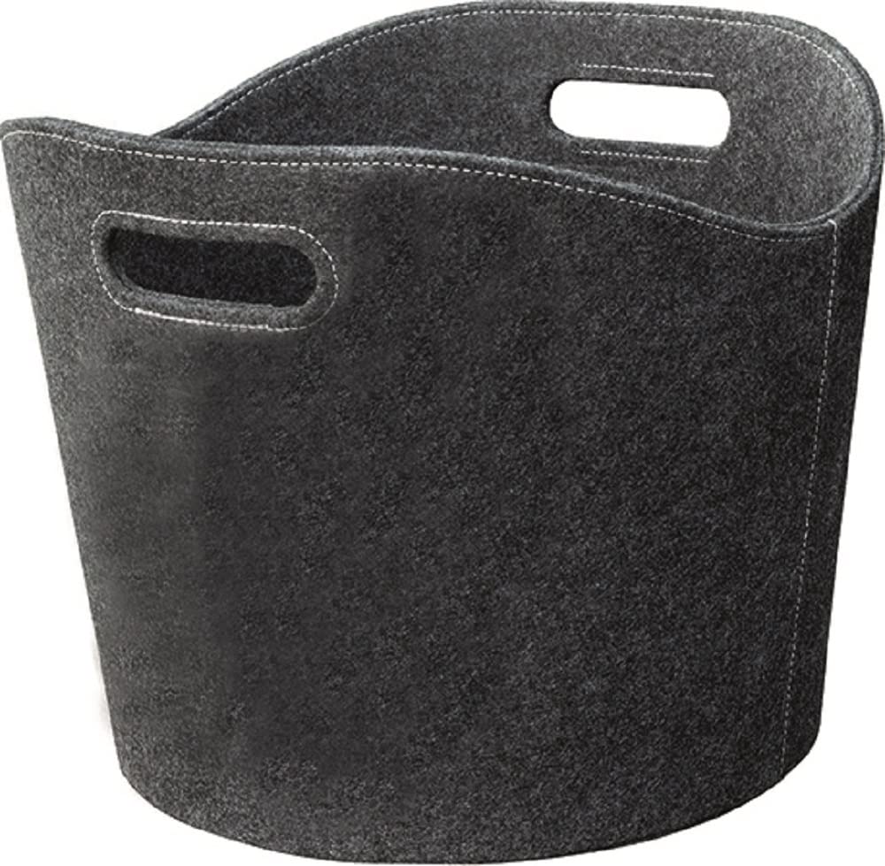 Panier à bois rond en feutre gris anthracite pour cheminée