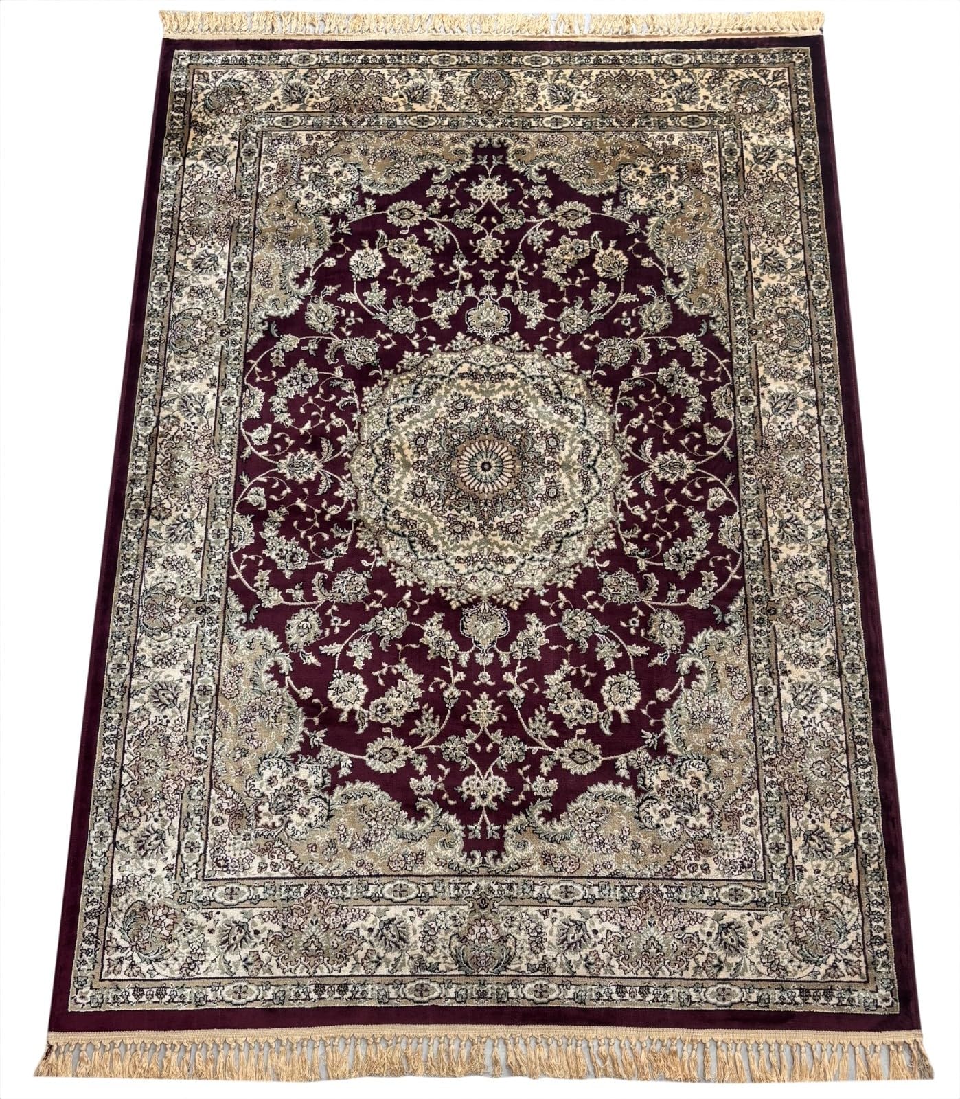Kashmir Design - Tappeto orientale 150 x 210 cm, in viscosa lucida, marrone castagno M67M