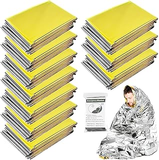 DAWRIS 10-Pack Emergency Foil Blanket Emergency Blanket, Survival Blankets Thermal Blankets, Space Blanket Survival Bag, Survival kit Perfect for Outdoors, Hiking, Survival, Marathons or First Aid