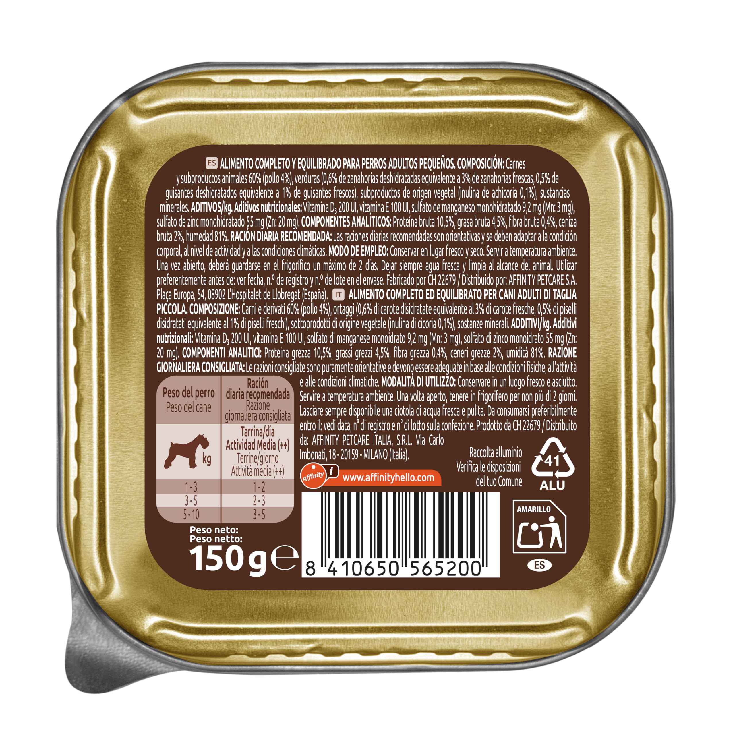 Ultima Fit & Delicious pour Chiens Mini pâté en Pot Saveur Poulet - Boîte 22 x 150 g