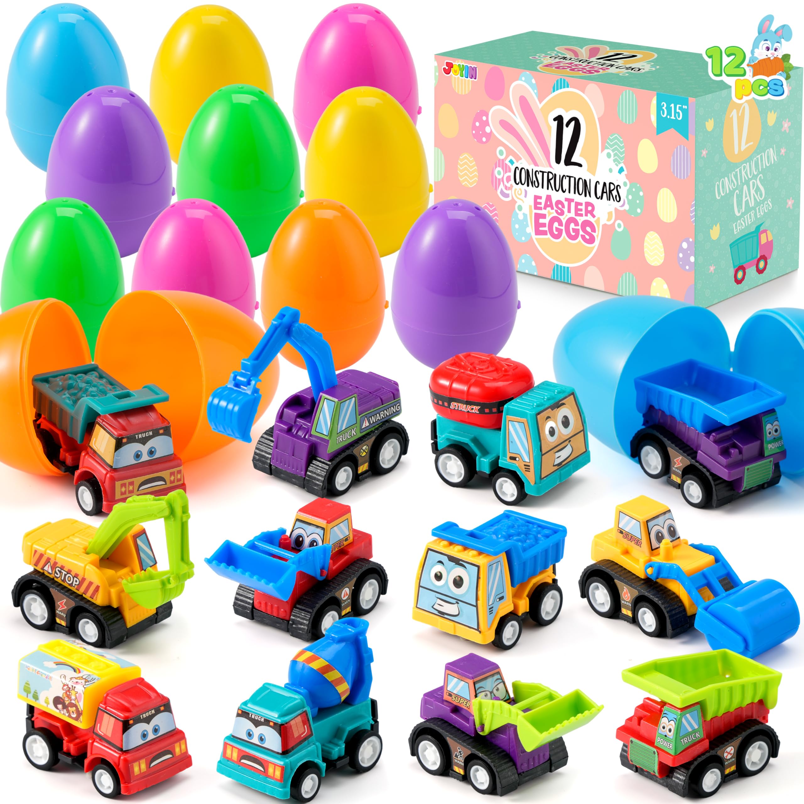 Amazon.com: JOYIN 12 Pcs Easter Eggs Filled with Toy Cars