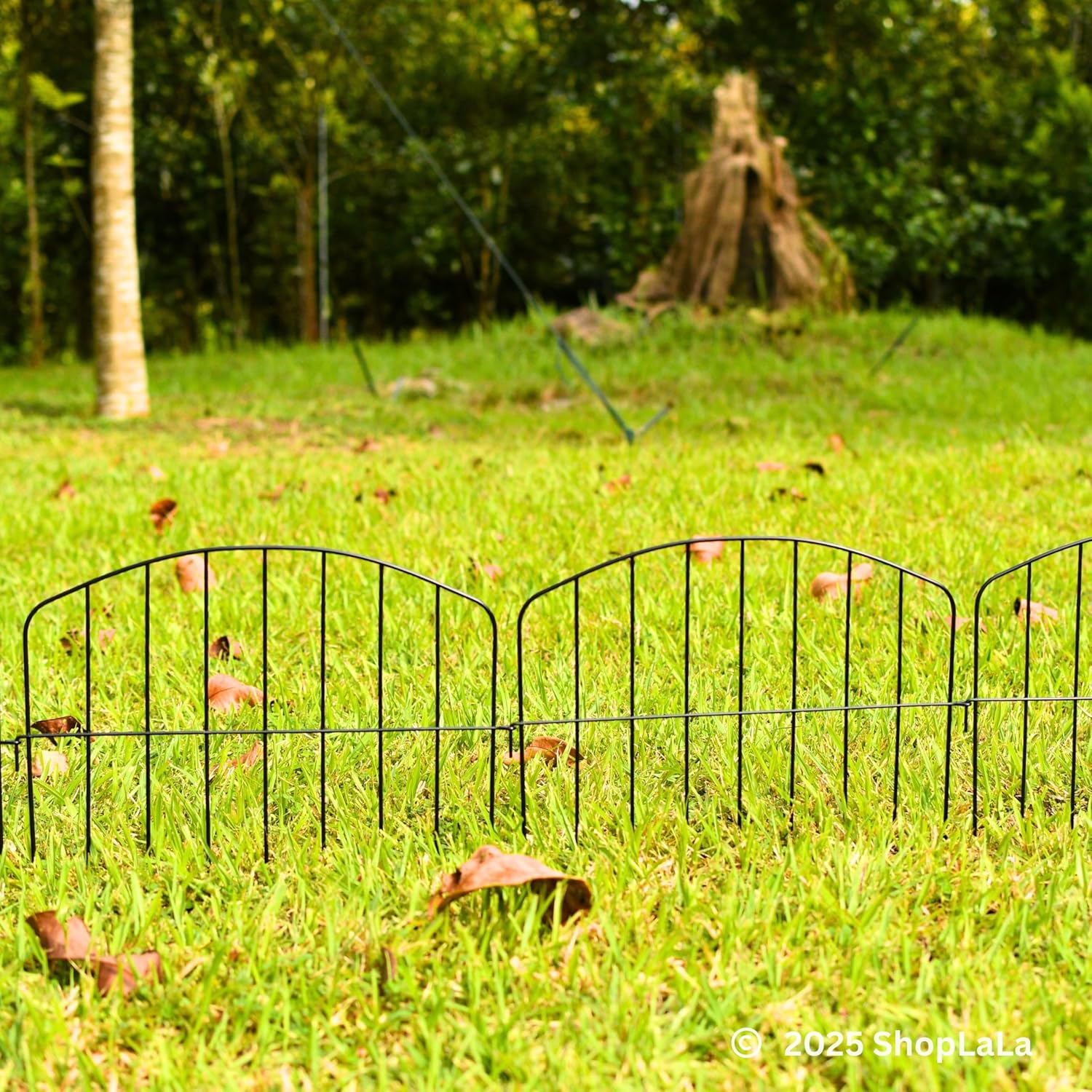 ShopLaLa Decorative Garden Fence (10 Panels) 16.5in(L) x 13in(H) Rustproof Metal Wire Animal Barrier Small Fencing, Flower Edging for Landscape Patio Outdoor Decor, Dog Gates and Border Black M-L16.5