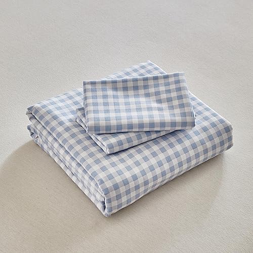 Miniatura 5 de DuShow Seersucker - Funda de edredón azul marino, tamaño Queen, 3 piezas (1 funda de edredón + 2 fundas de almohada), funda de edredón texturizada