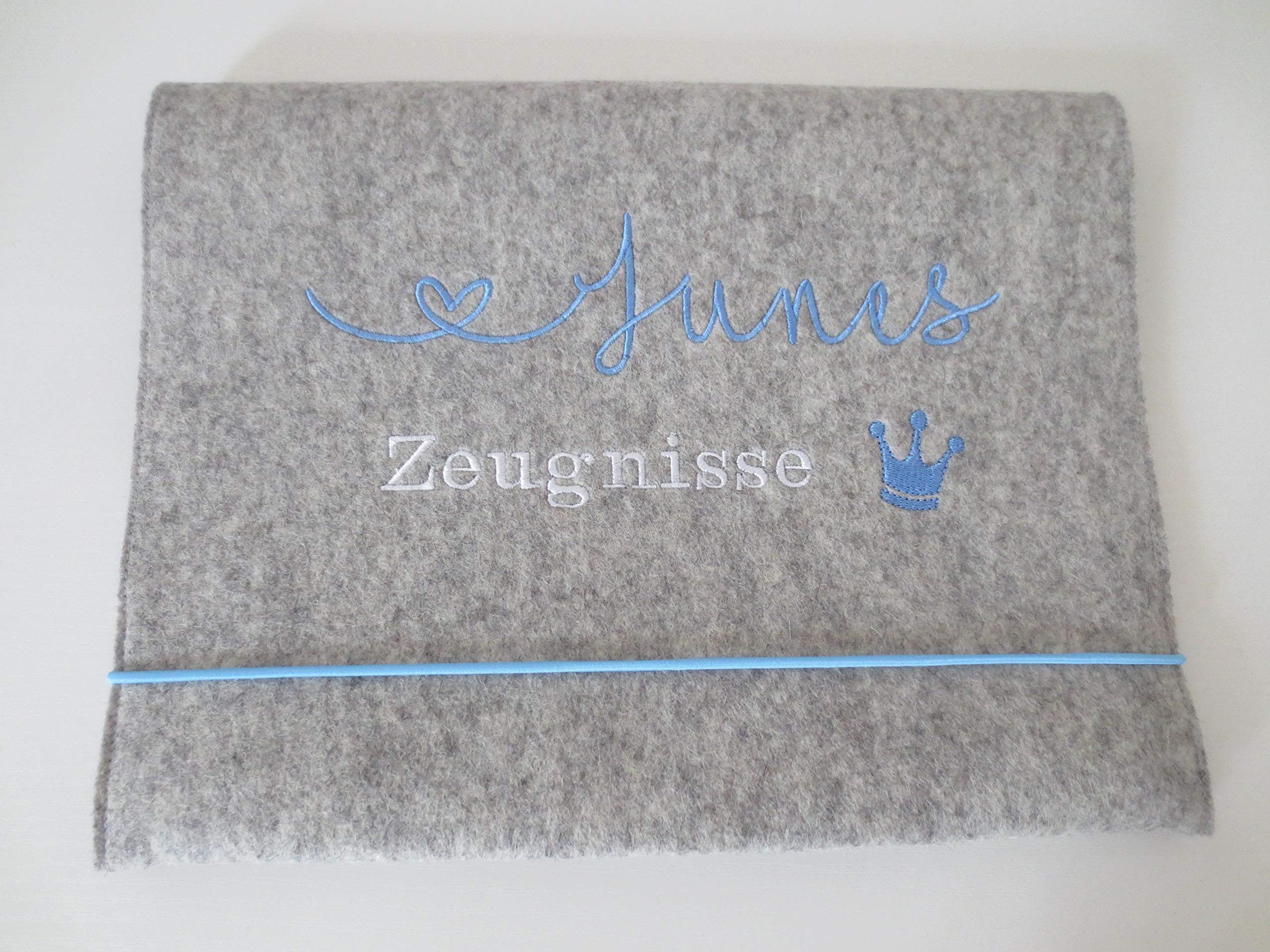 Zeugnismappe Wollfilz Mappe Zeugnisse DIN A4 Grundschule Schule"Krone"