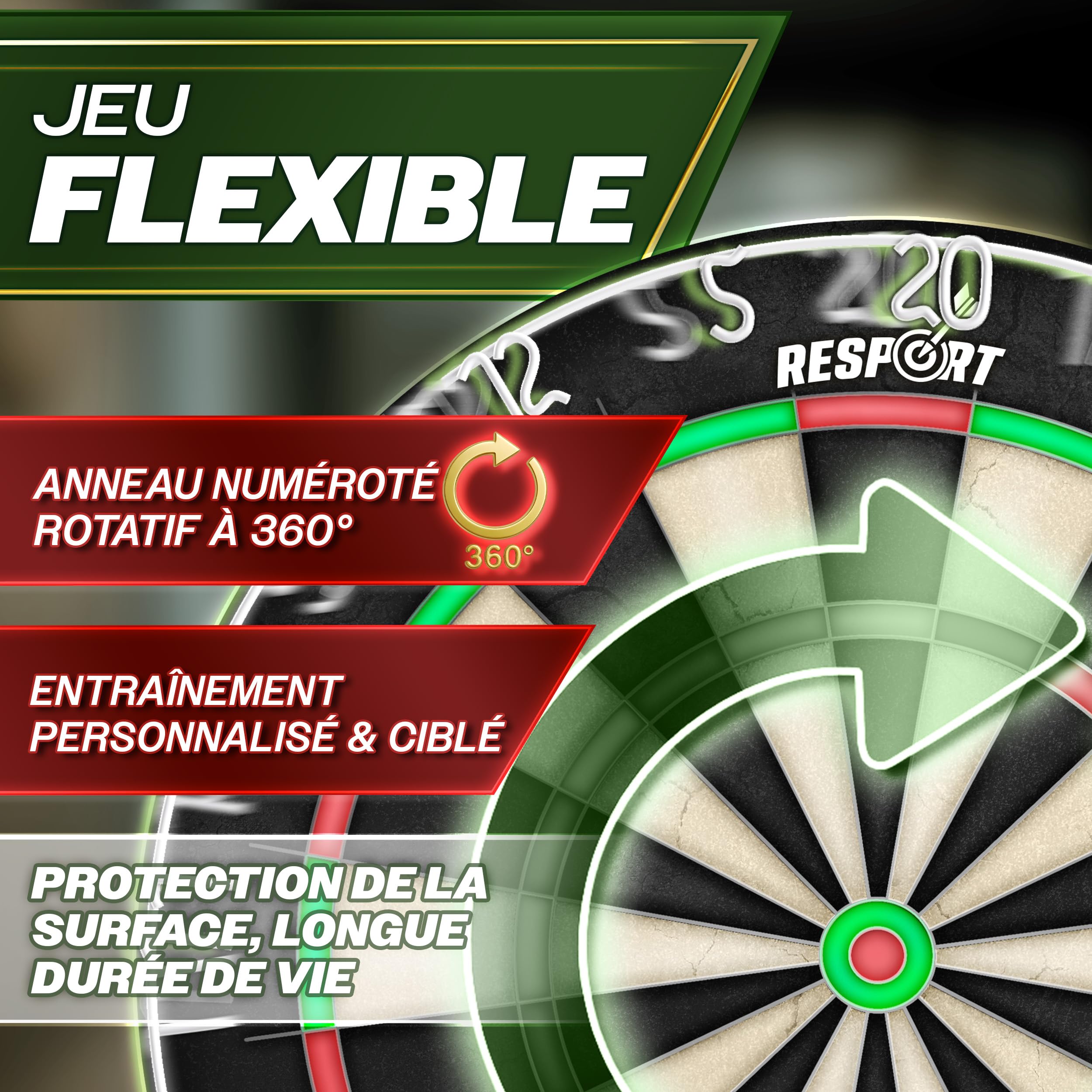 RE:SPORT® Cible de fléchettes en sisal de qualité supérieure XXL avec 9 fléchettes professionnelles + 24 ailettes Pro + accessoires | Cible de fléchettes en acier avec kit de montage | Cible de