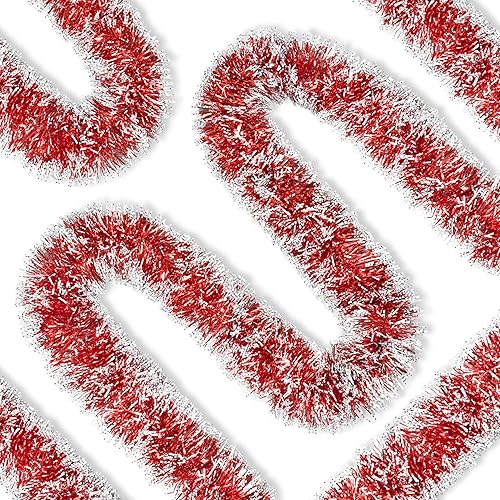 Guirnalda de oropel con purpurina para árbol de Navidad de 50 pies, con punta de escarcha, decoración brillante para fiestas de Navidad, interiores