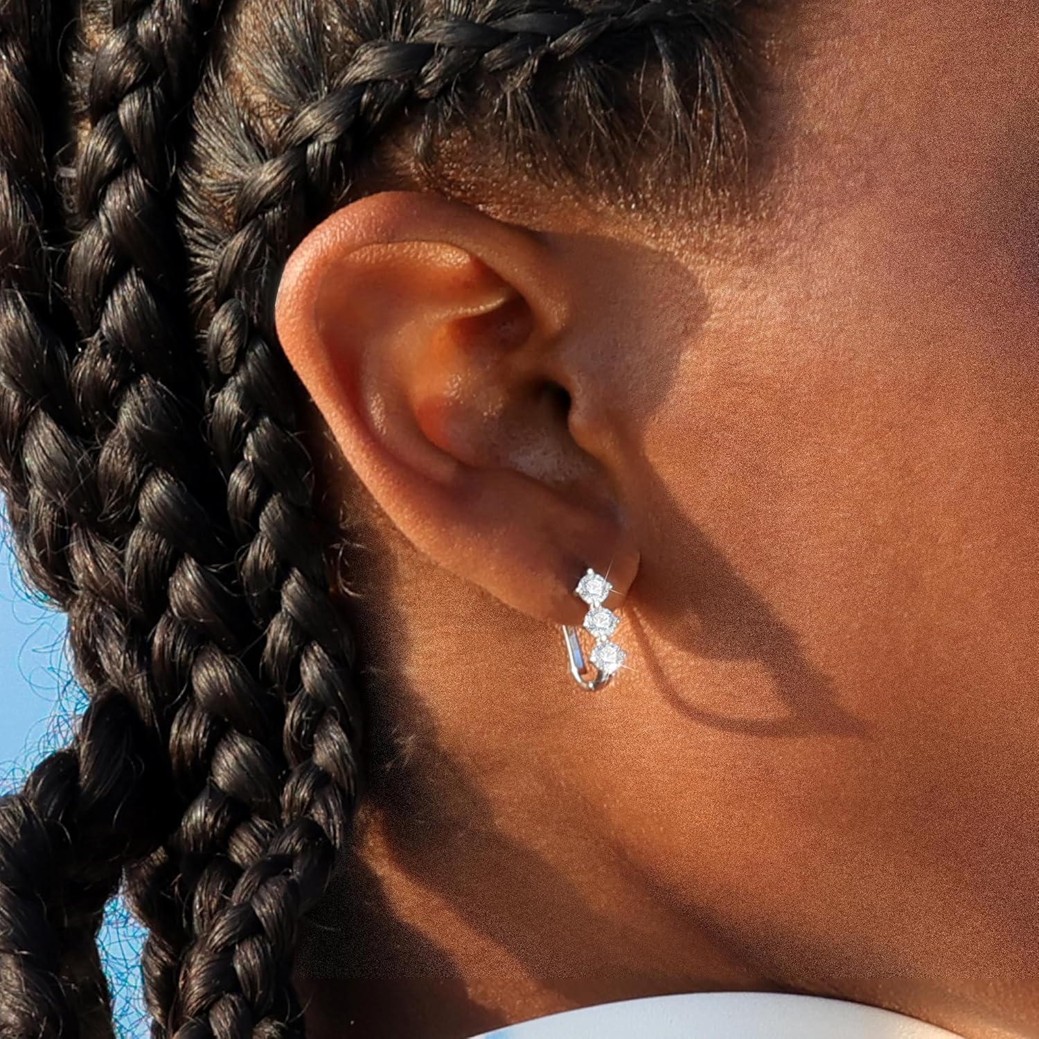 Moissanite Hoop Earrings for Women Lab Created 0.6 Carat-1.8 Carat Diamond Huggie Earrings White Gold Plated D Color Round Cut 925 Sterling Silver Earring GRA Certified - Image 2