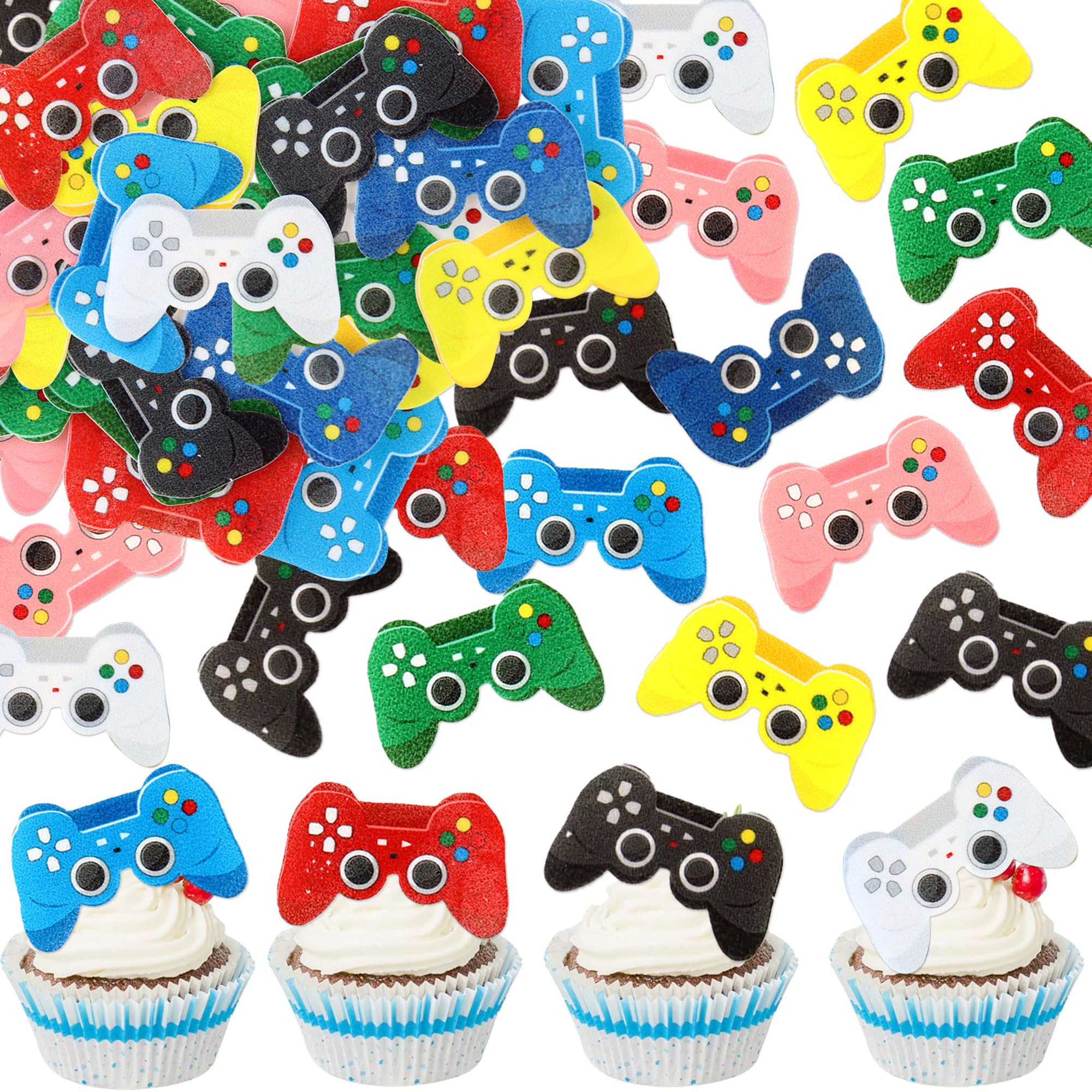 Blumomon 48 Stück Essbare Kuchen Dekoration Videospiel Kuchen aufsatz Gaming Dekoration Level Up Videospiel Cupcake topper