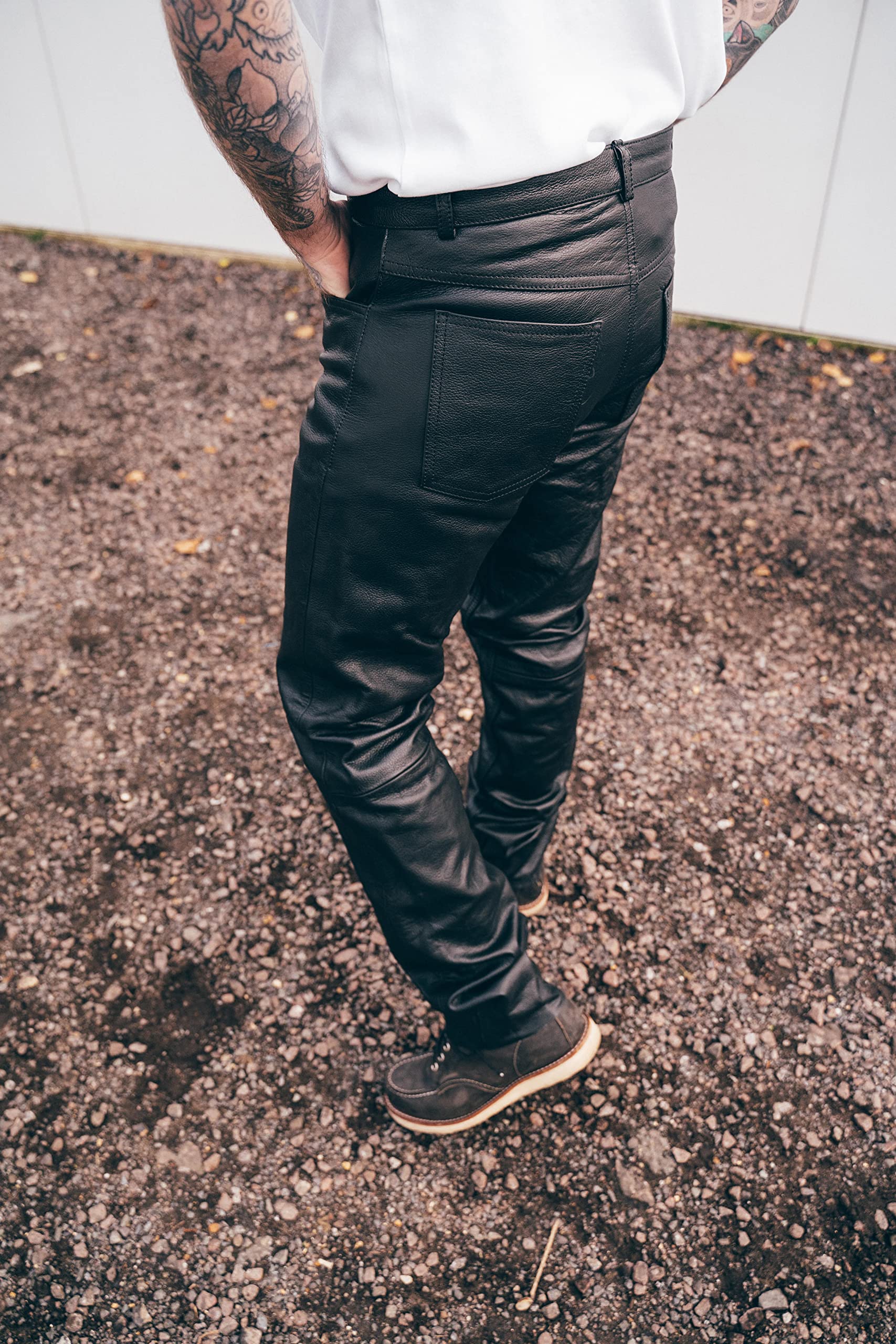 Texpeed Pantaloni da moto uomo - Invernali/Estate con protezioni - Motociclista touring in pelle per moto da crociera con protezione autentica CE Armor (EN 1621-1) - Nero