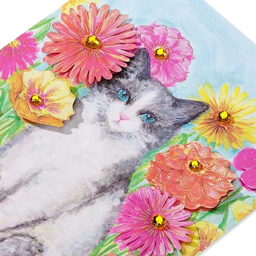 Miniatura 5 de Papyrus Tarjeta de cumpleaños con diseño de gato en blanco, diseñada por Bella Pilar (Cat & Flowers)