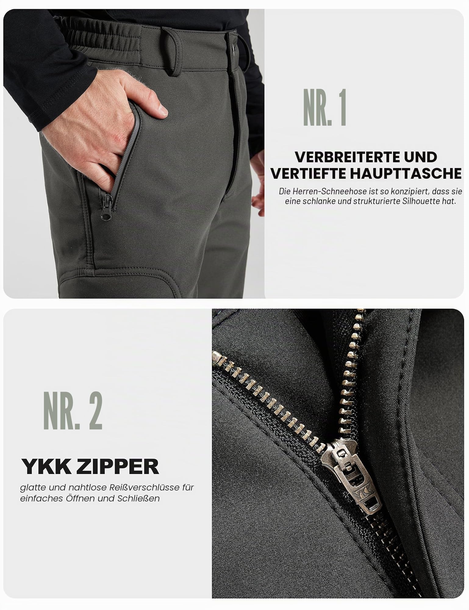 FREE SOLDIER Herren Hiking Pants Herren Winter Thermo Skihose Softshell Vlies Gefüttert Outdoor Hose Taktische Wasserdicht Langlaufhose