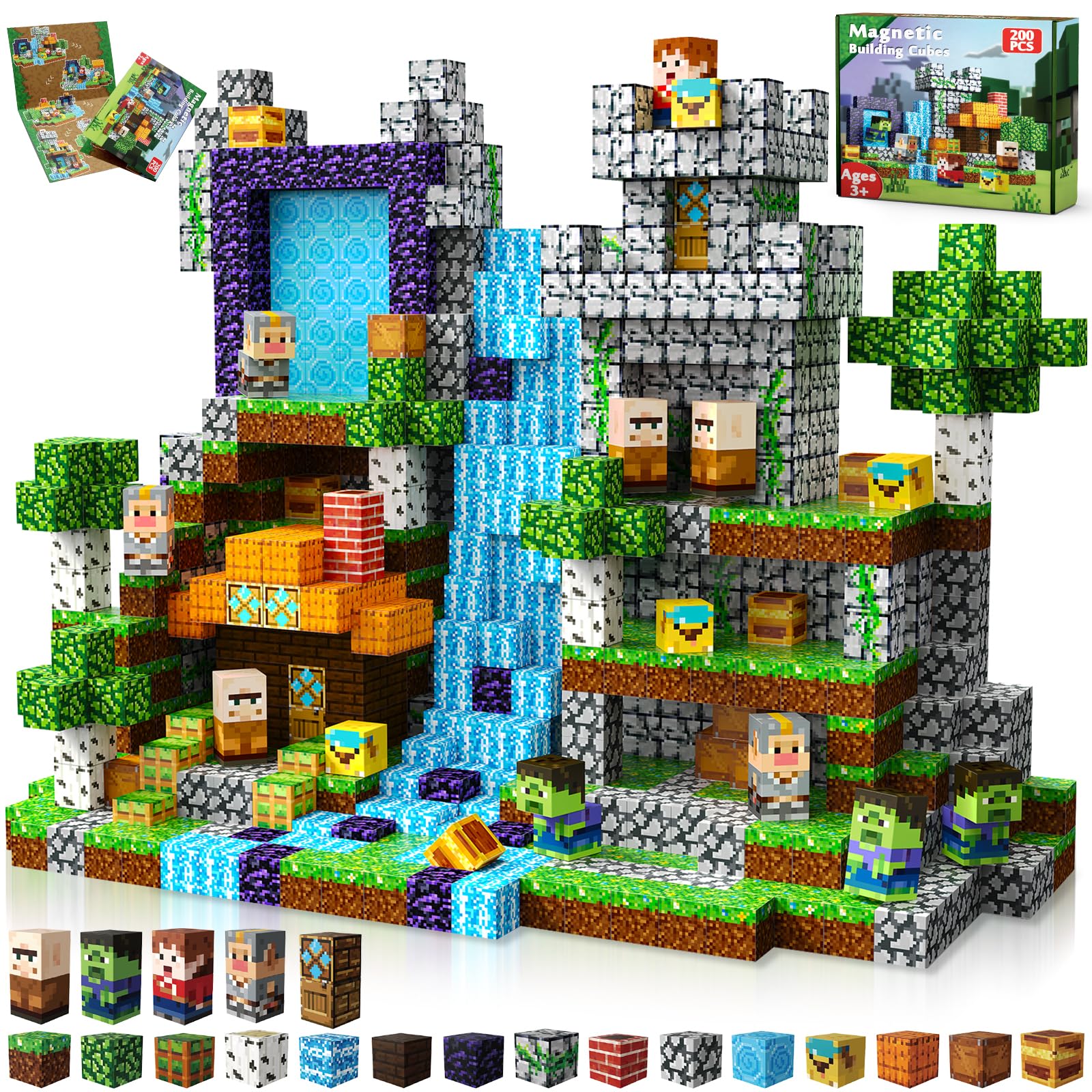 200PCS Magnetic Blocks | Magnetic Building Block for Kids Ages 3 4 5 6 7 8, STEM Learning Toy for Toddlers, Constructions Toys for Kids Ages 3-8, Birthday Gifts for 3-10 Years Old Boys Girls
