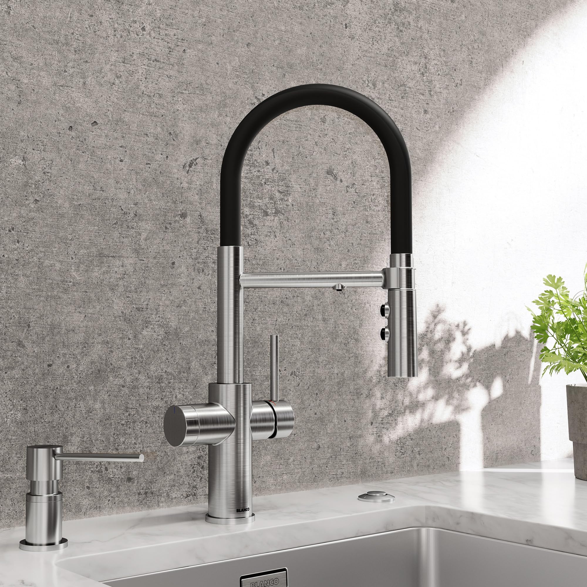 Blanco, Dispensador de jabón de Cocina LATO de Acero Inoxidable 402299