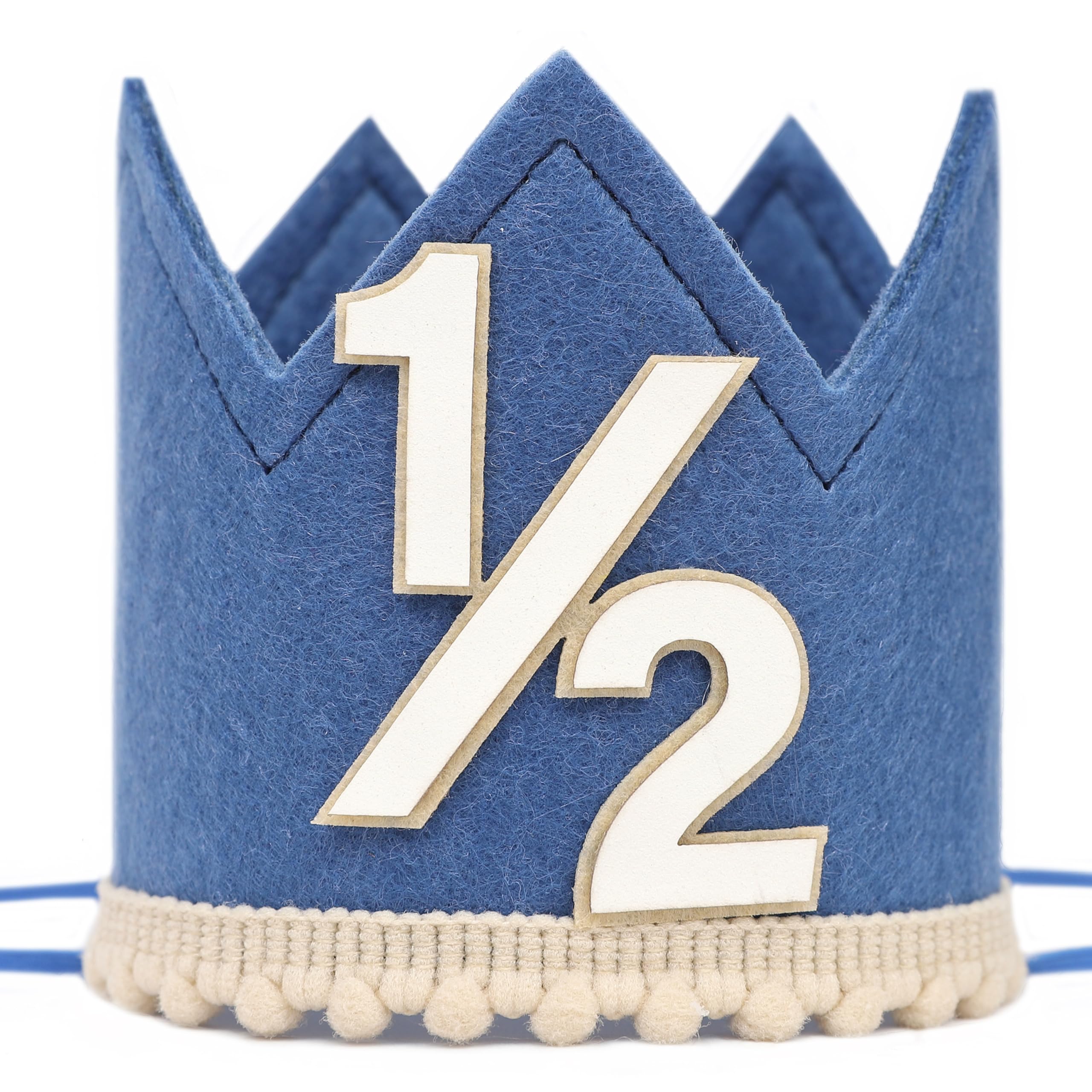 Agvgaza Simple Half Birthday Party Crown - Classic 1/2 Birthday Hat for Six Months Celebration,Unisex Photo Prop&Decorations (Navy Blue)