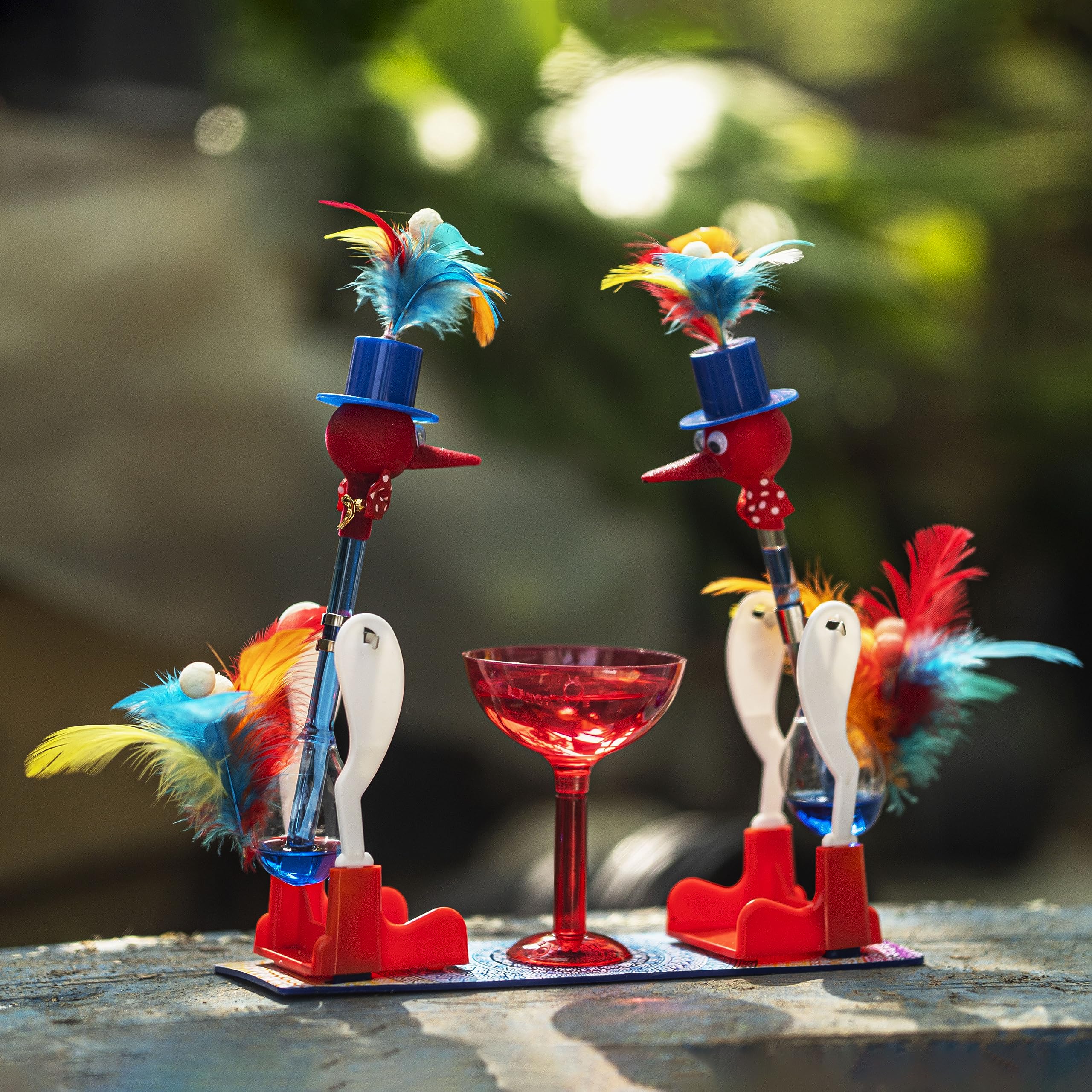 MANGO PIE Kid Colorful Flower-Shaped Feather A Perpetual Motion Drinking Bird Delight Double