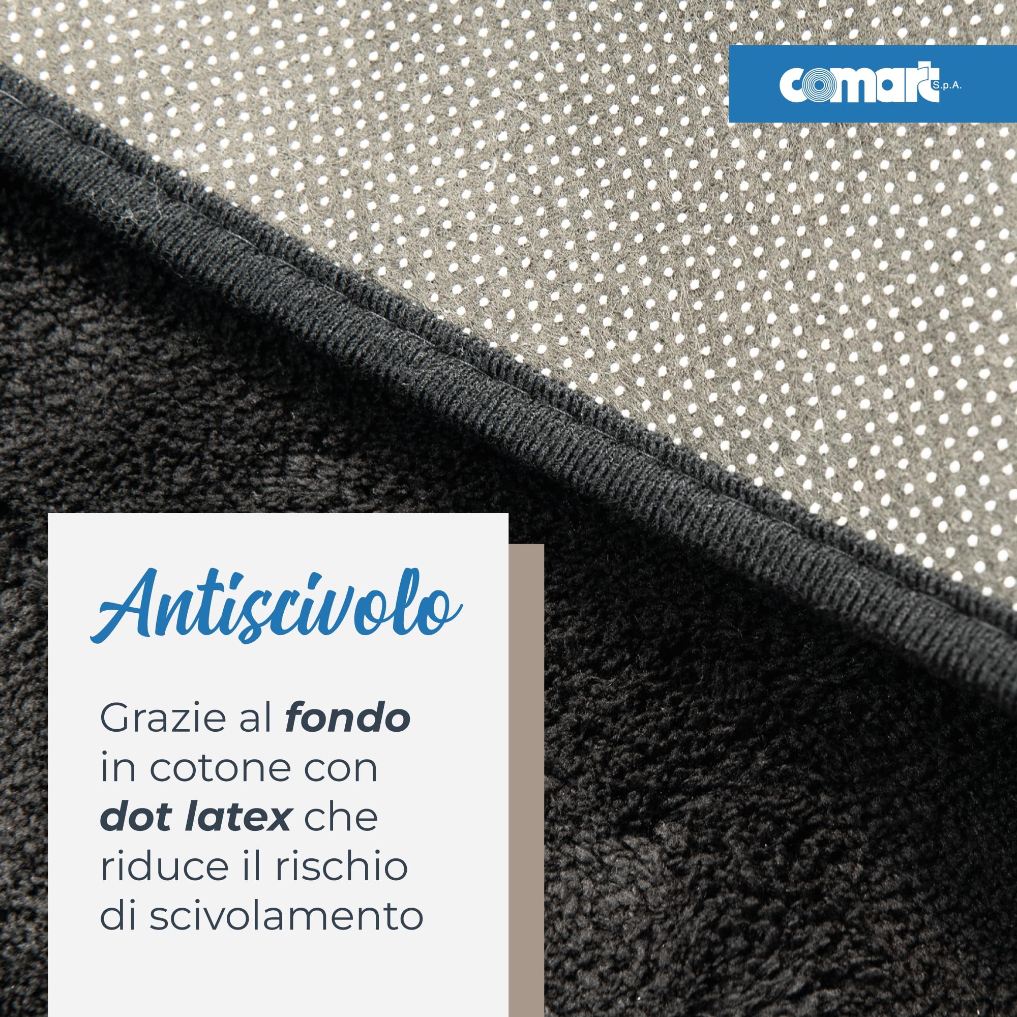 Comart - Tappeto Arredo Puffy - Design Moderno - Lavabile in Lavatrice - Fondo Antiscivolo - Super Morbido - Pelo Corto - Tappeto per Salotto e Camera da Letto - Nero - Rettangolare 50x90 cm