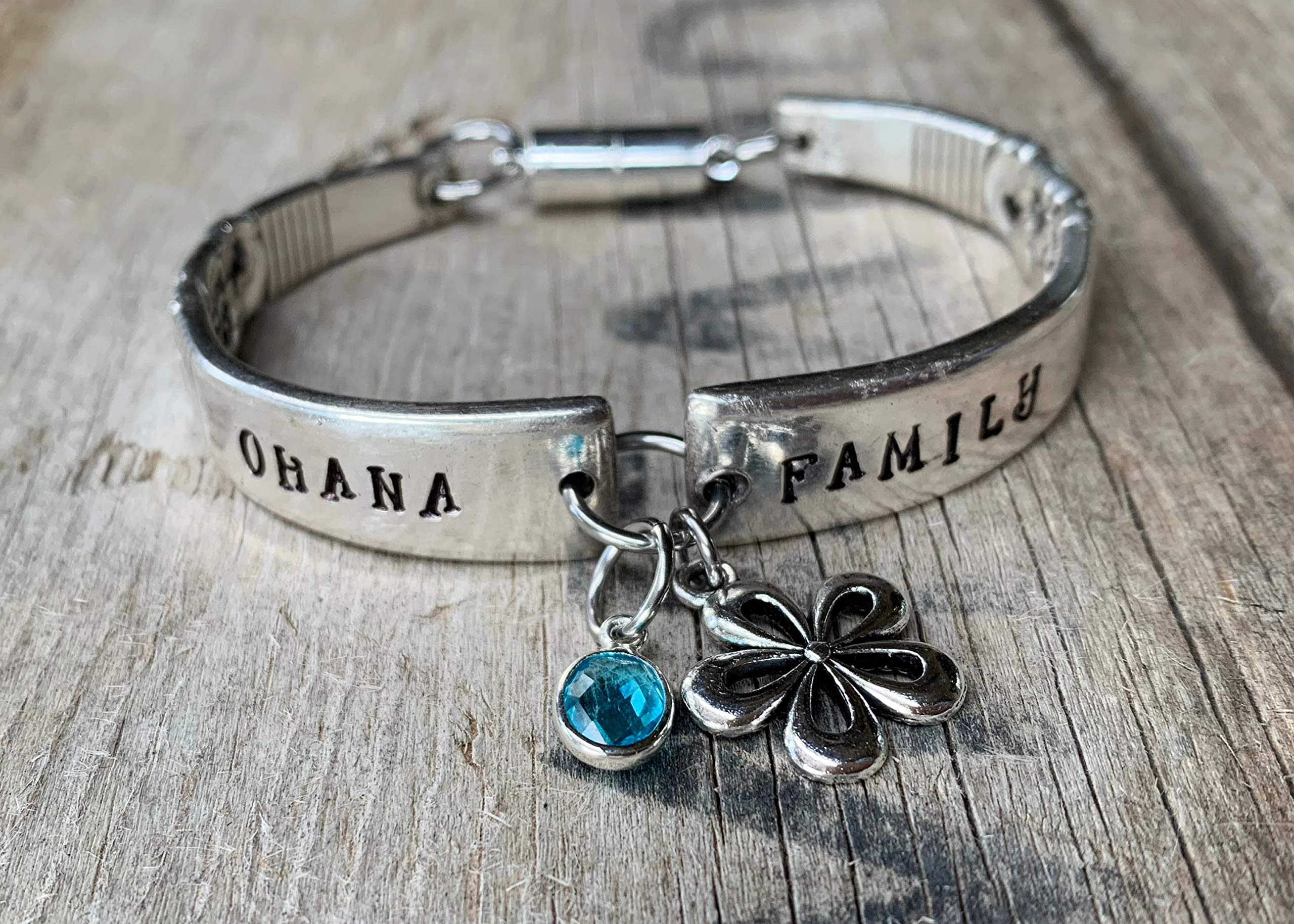 Vintage Spoon Bracelet - OHANA - MEDIUM - magnetic clasp - Vintage silver plated spoon - Lotus Flower charm
