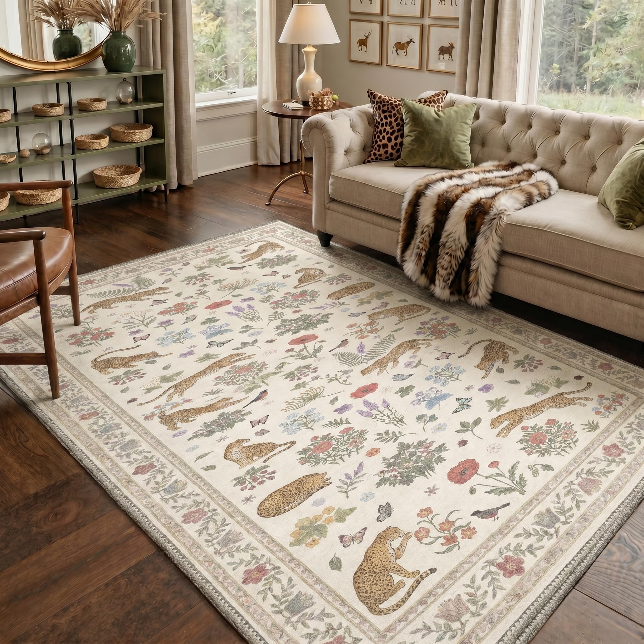 160x230 cm Large Area Rug Machine Washable Non Slip Backing Low Pile Lightweight