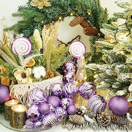 Miniatura 244 de XmasExp Juego de 24 mini esferas de Navidad inastillables para bolas de árbol de Navidad de 1.181 in/1.18 pulgadas (oro rosa)