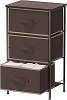 Vista 1 de Simple Houseware - Cómoda con 3 cajones y mesita de noche con tapa de madera, color café