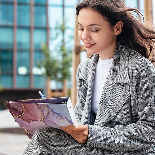 Miniatura 6 de Hiwhy Carpeta de 3 anillos con portapapeles, carpeta de 1 pulgada para tamaño carta de 8.5 x 11 pulgadas, bonita carpeta de portapapeles con bloc de