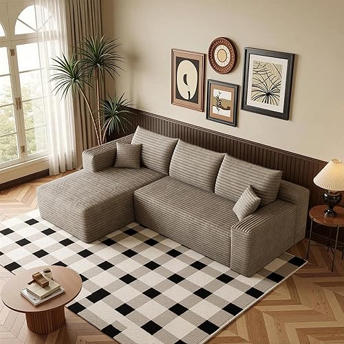 Vista 22 de Sofá modular moderno de 96 pulgadas para sala de estar, sofá modular tapizado, sin hueso, cómodo sofá nube con diván en forma de L